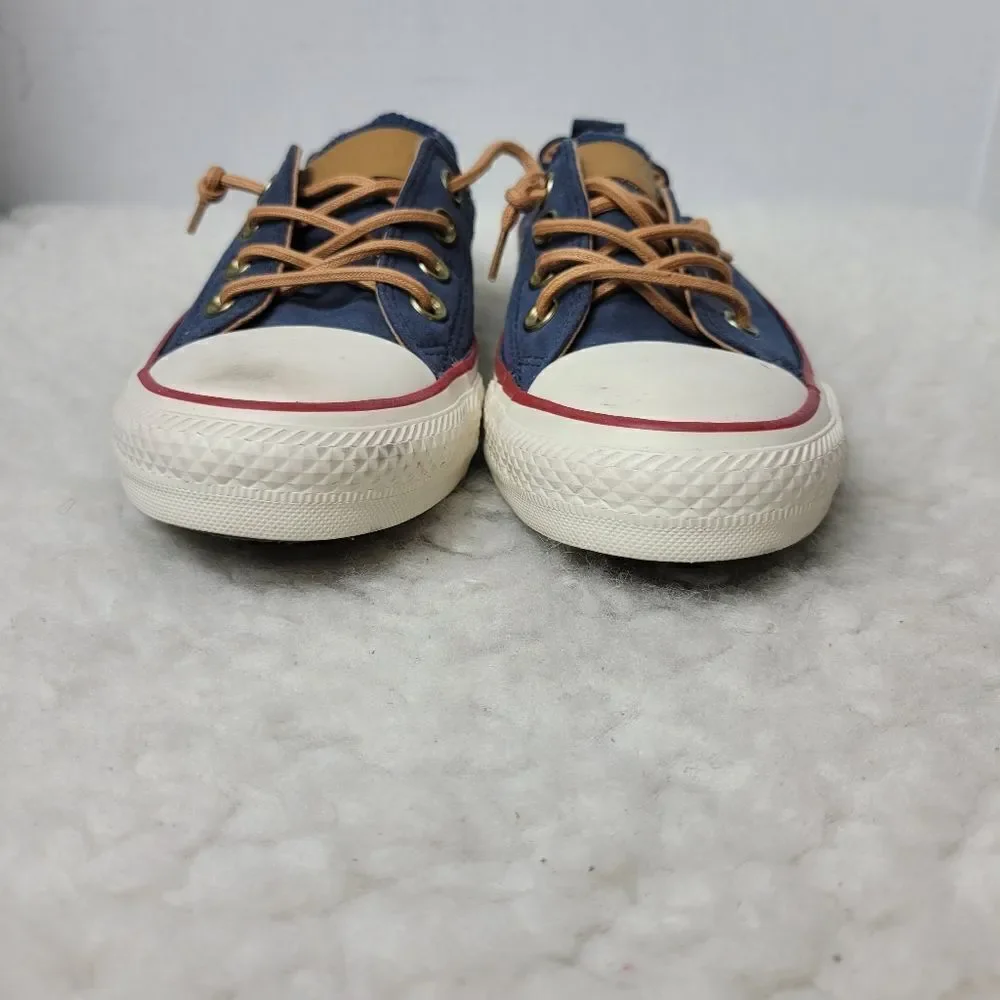 Converse Shoreline Women's Size 7 Shoes Navy Blue Leather Laces Slip On Sneakers